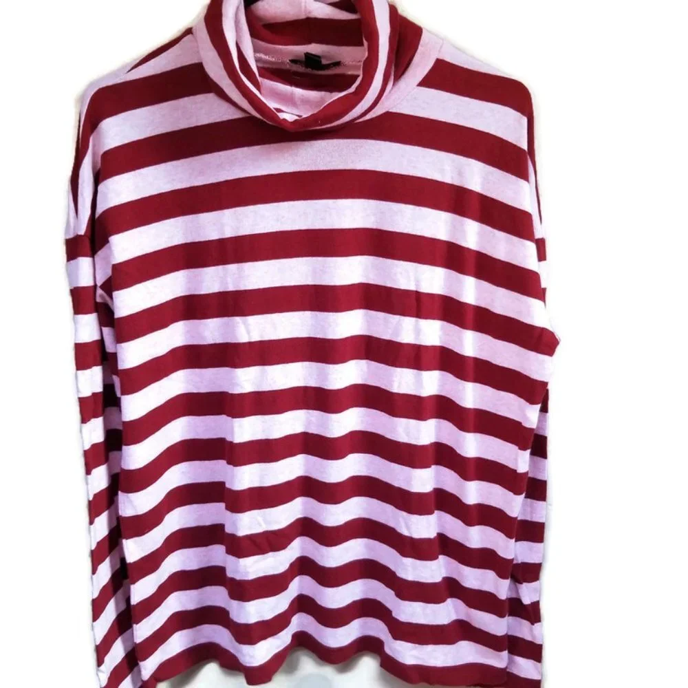 J. Crew Cowl Neck Red Striped Pullover Sweater